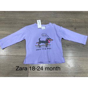 NWT Zara baby 18-24 month Skate to be Great skateboarding dog long sleeve tshirt